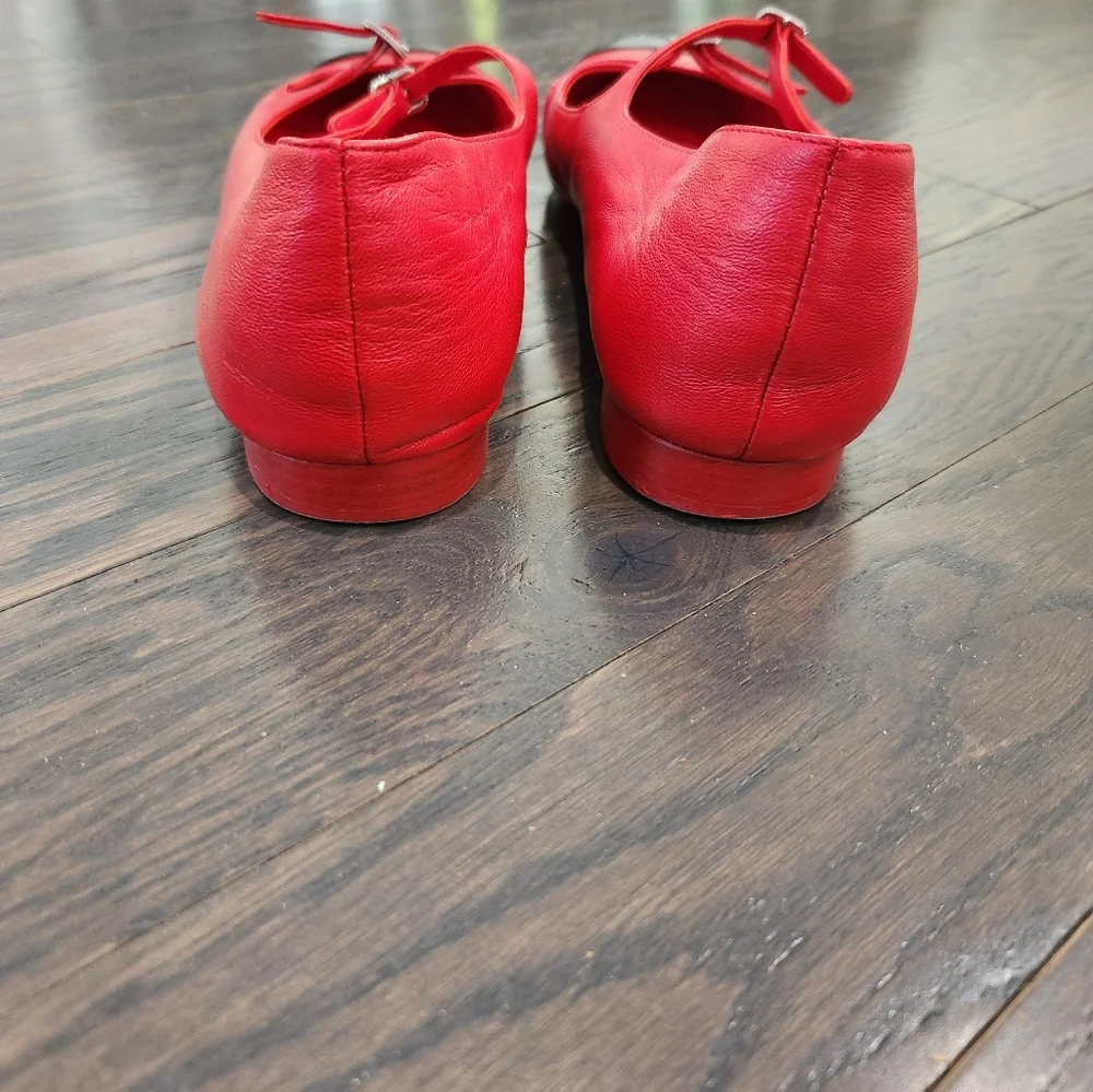 Chanel Sz40 Red & Black Ballet Flats - Picture 3 of 7